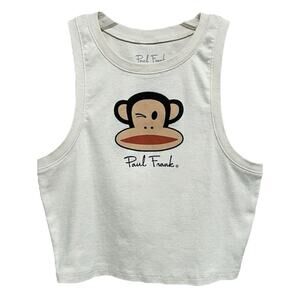 Y2K Paul Frank Julius Monkey Cropped Tank Top XL Juniors Ivory Retro Sleeveless
